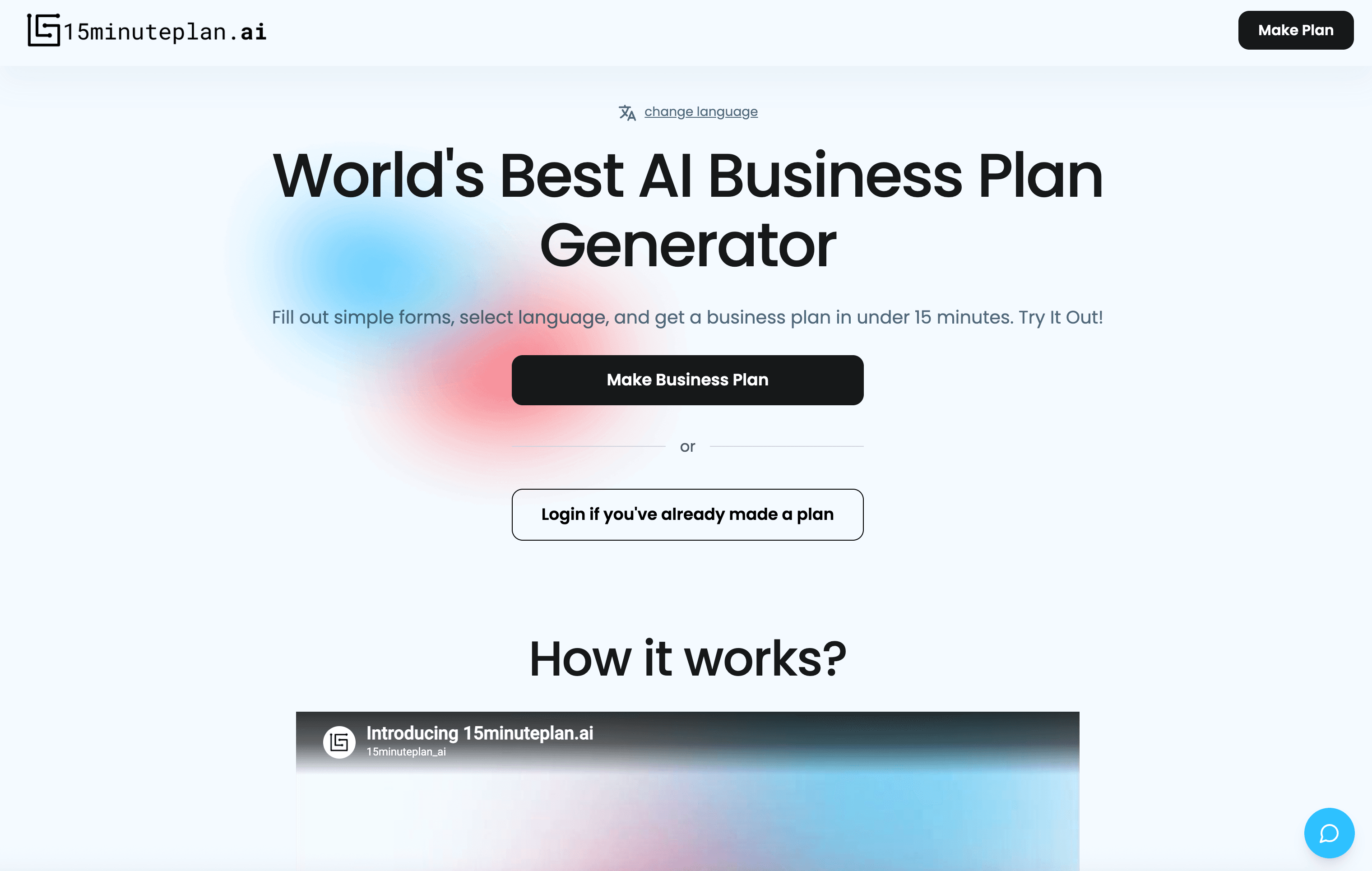 ภาพหน้าจอของ 15minuteplan.ai